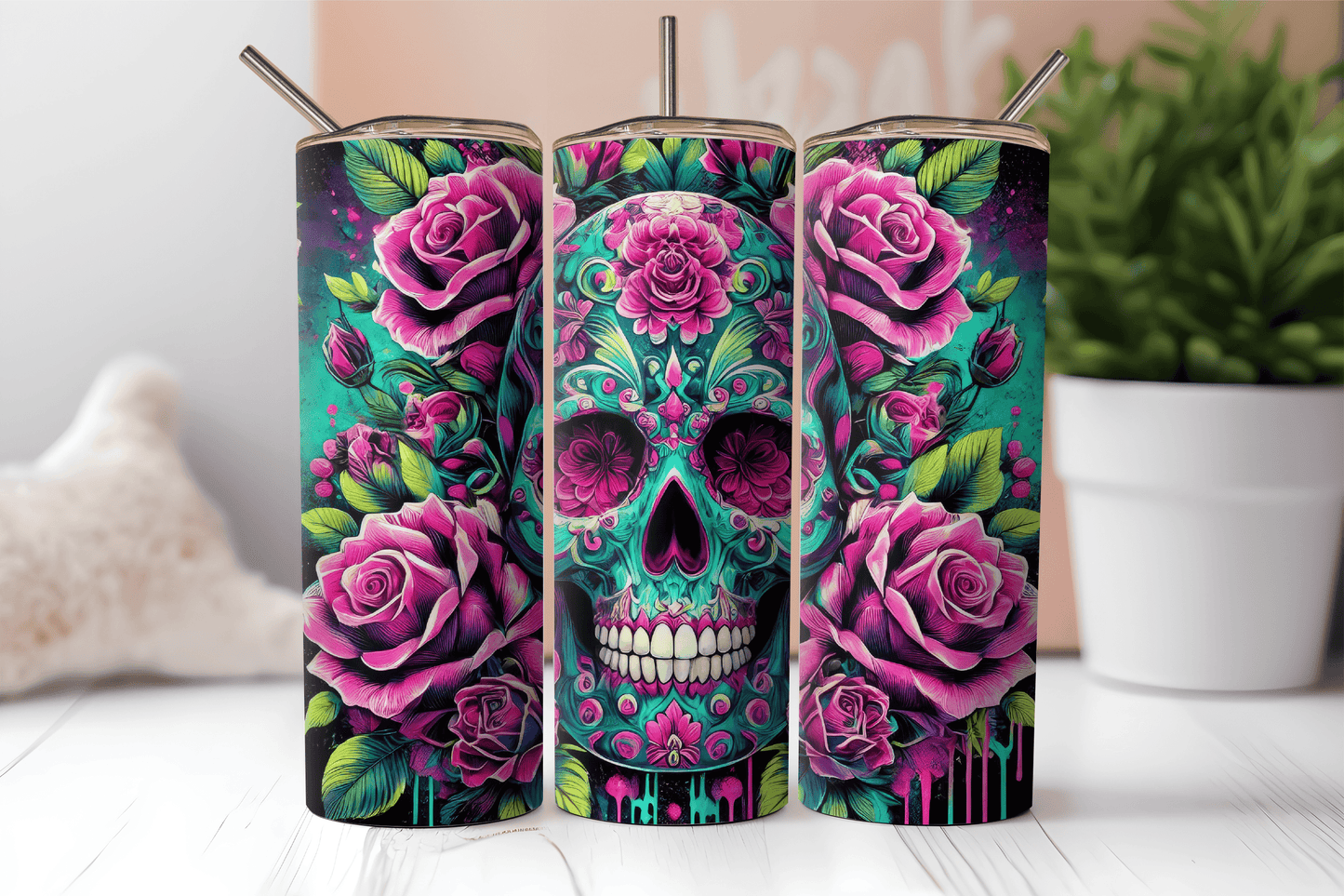 Sugar Skull #3, 20oz tumbler