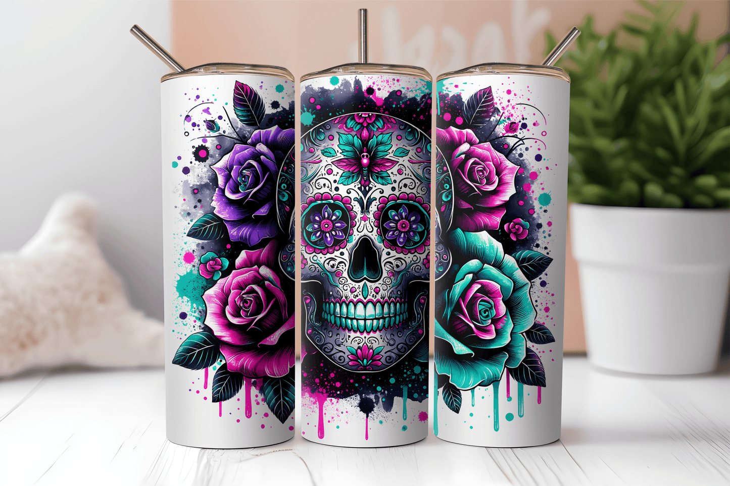 Sugar Skull #2, 20oz tumbler