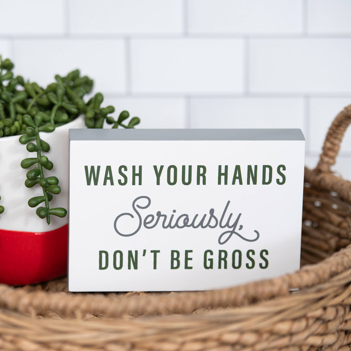 Wash Your Hands Metal Block Sign