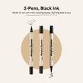 3 Dual Tip Brush Pens - Black Ink