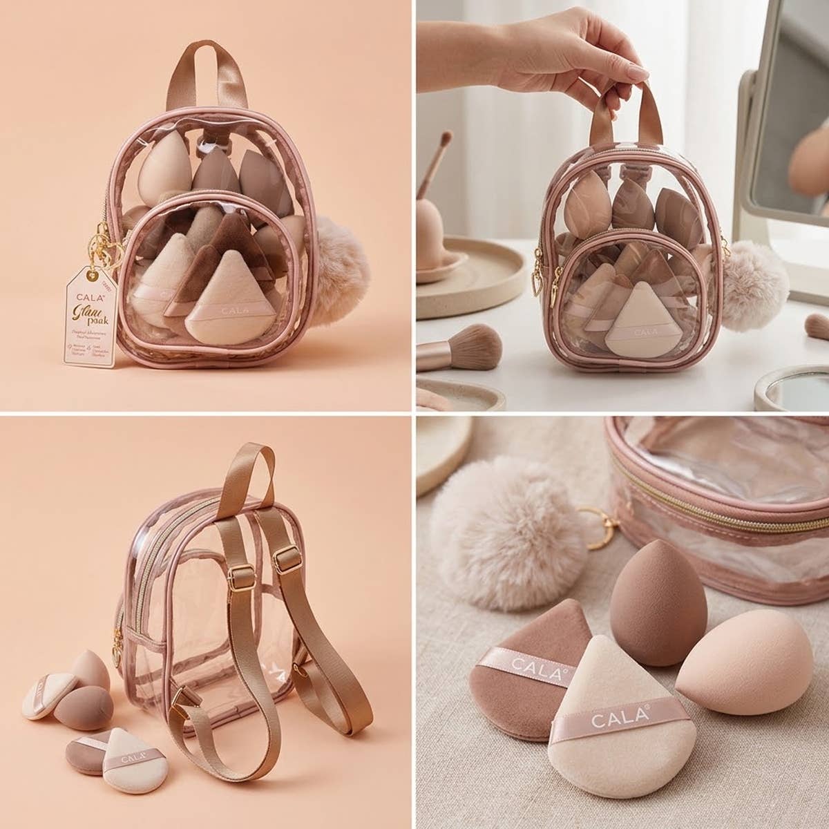 Nude Glam Sponge Set with Mini Backpack