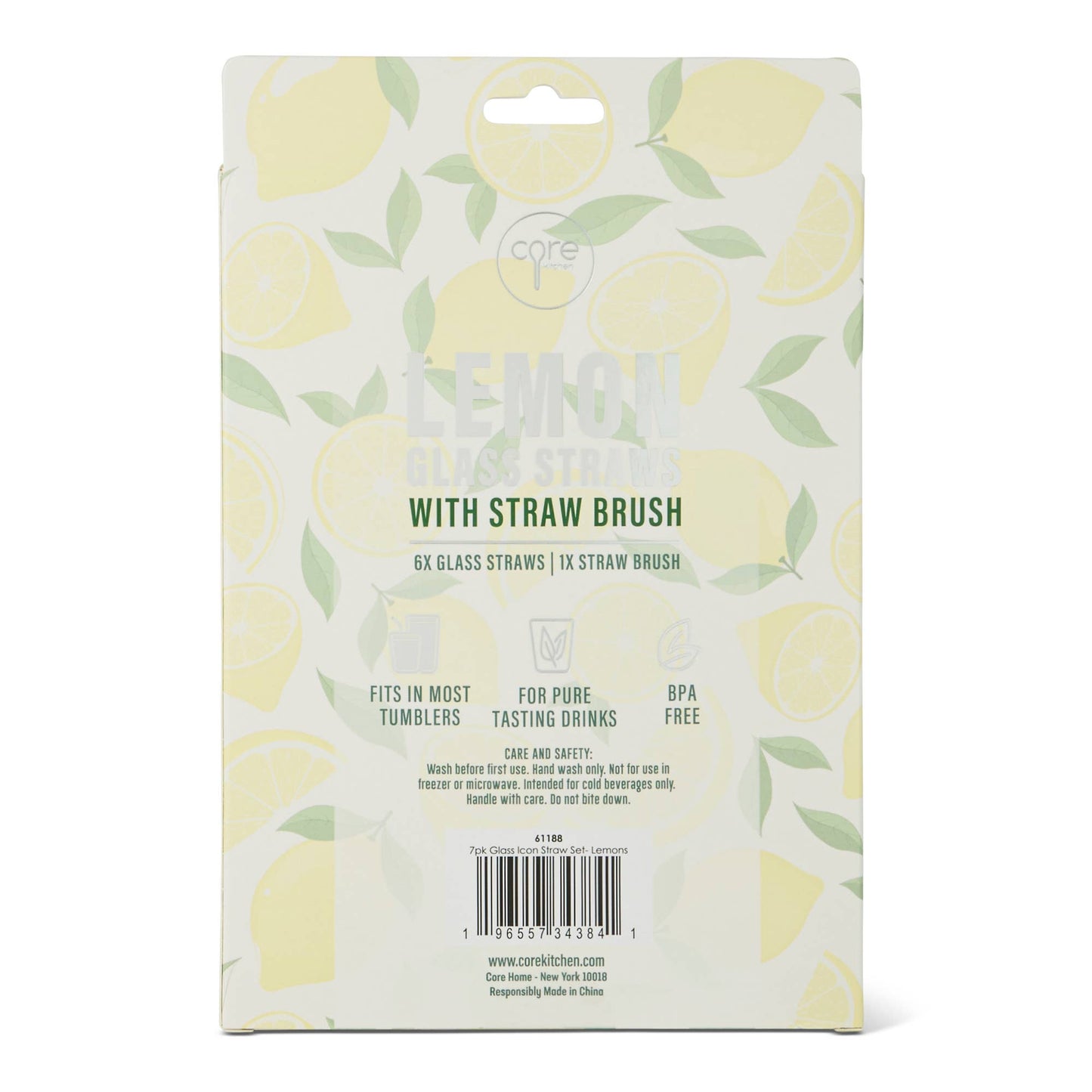 7pk Glass Icon Straw Set - Lemons