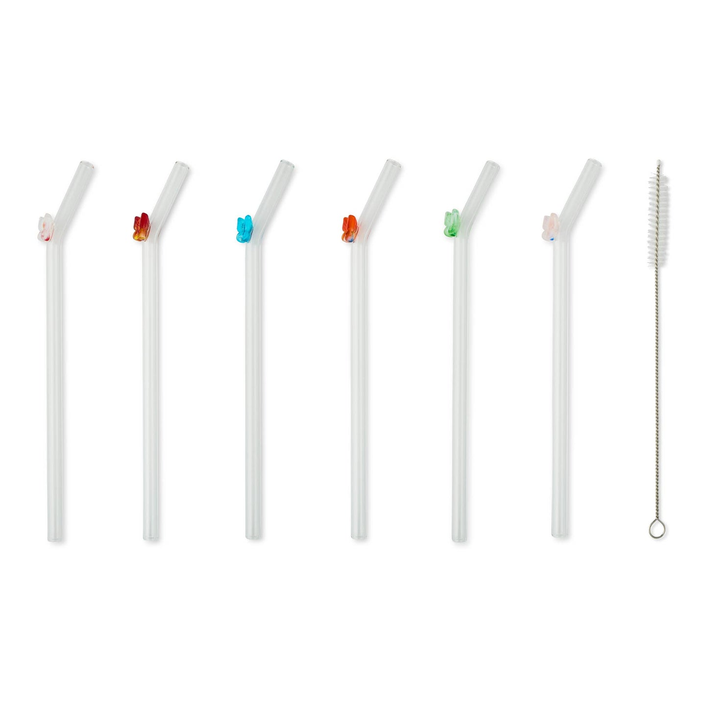 7pk Glass Icon Straw Set