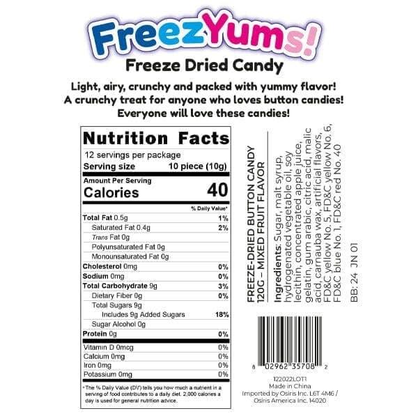 FreezYums! Freeze-Dried Button Candy
