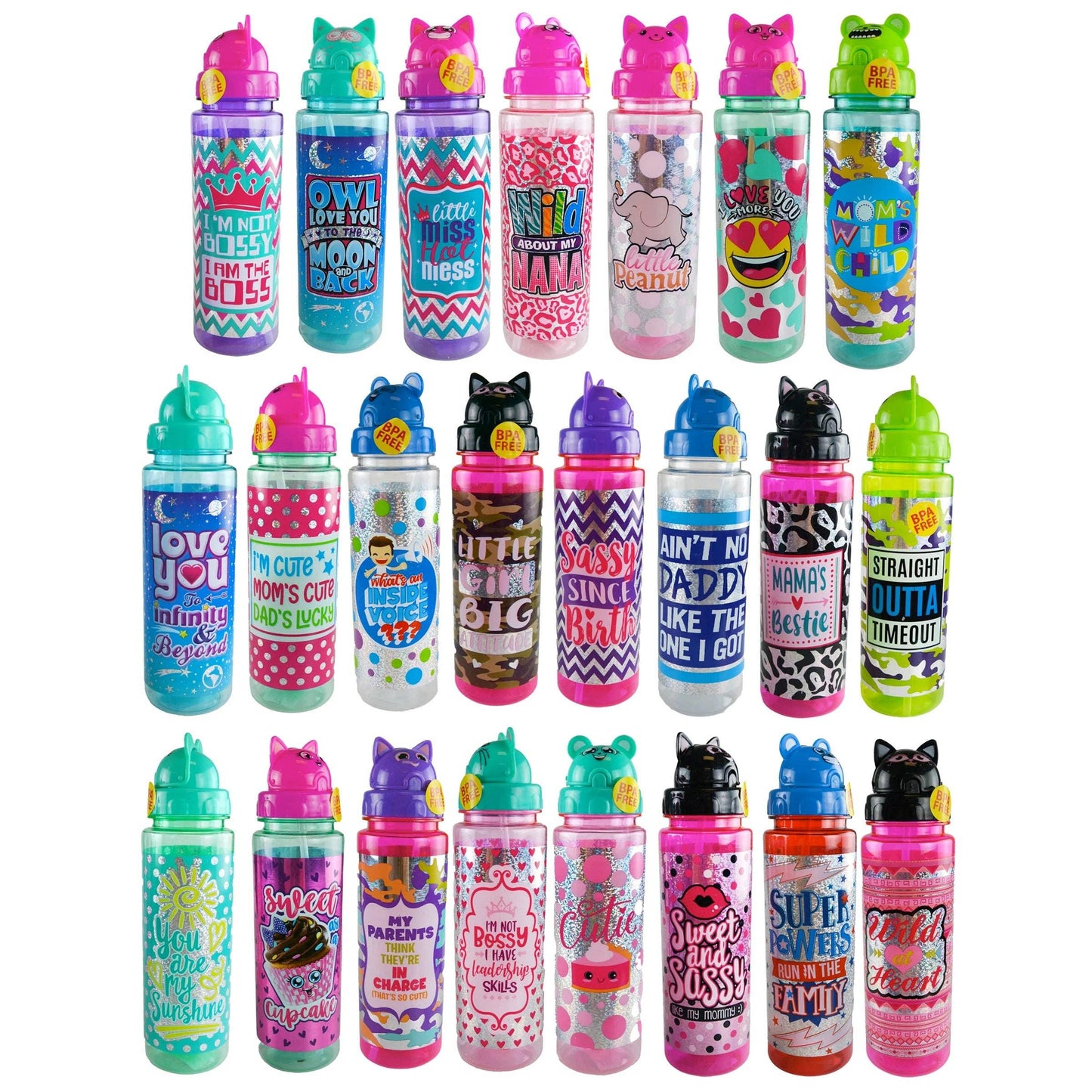 Free Kids Water Bottle with Straw 24 oz