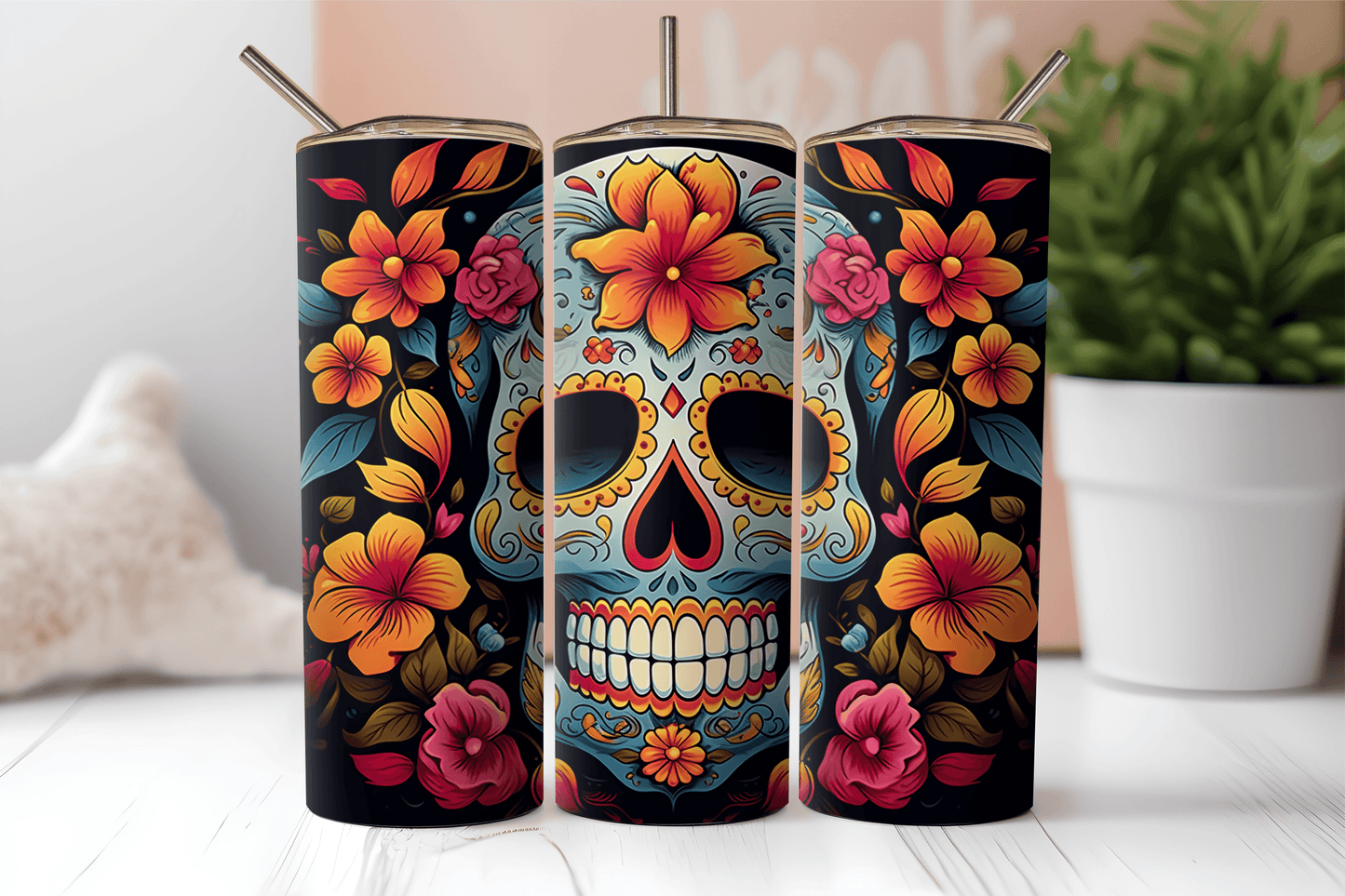 Sugar Skull #1, 20oz tumbler