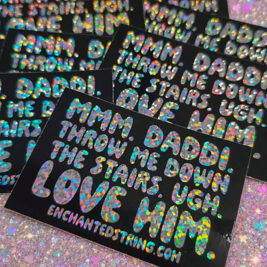 Love Him Holographic Glitter Sticker