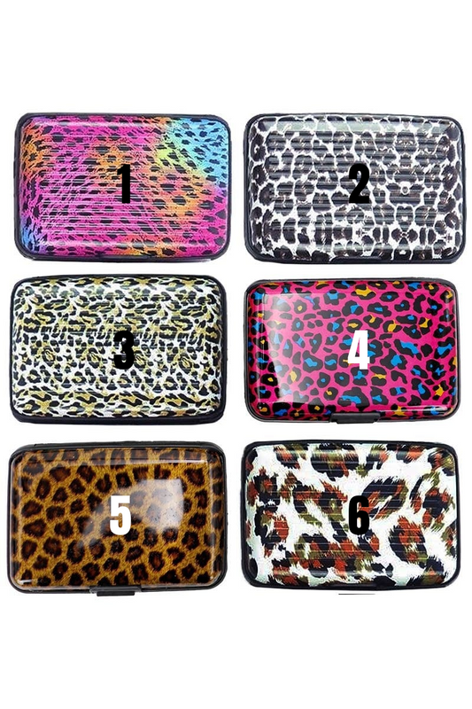 Exotic Leopard Print Card Safe Caddy Case/Wallet