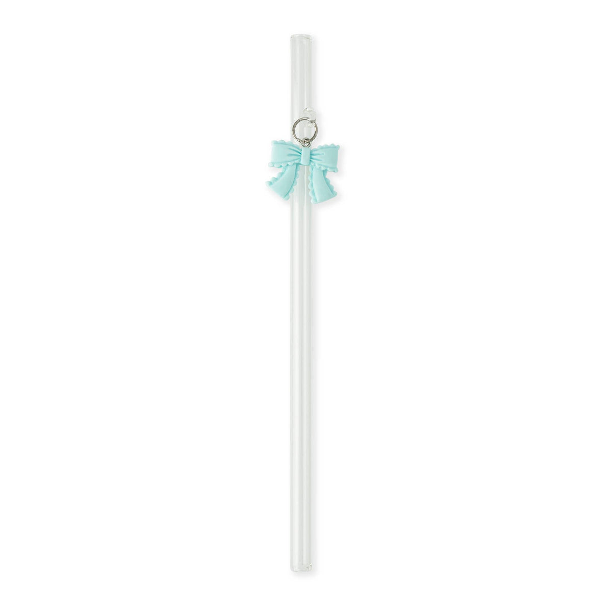 7pk Glass Straw Set - Hanging Pastel Bow