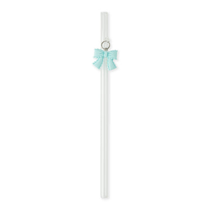 7pk Glass Straw Set - Hanging Pastel Bow