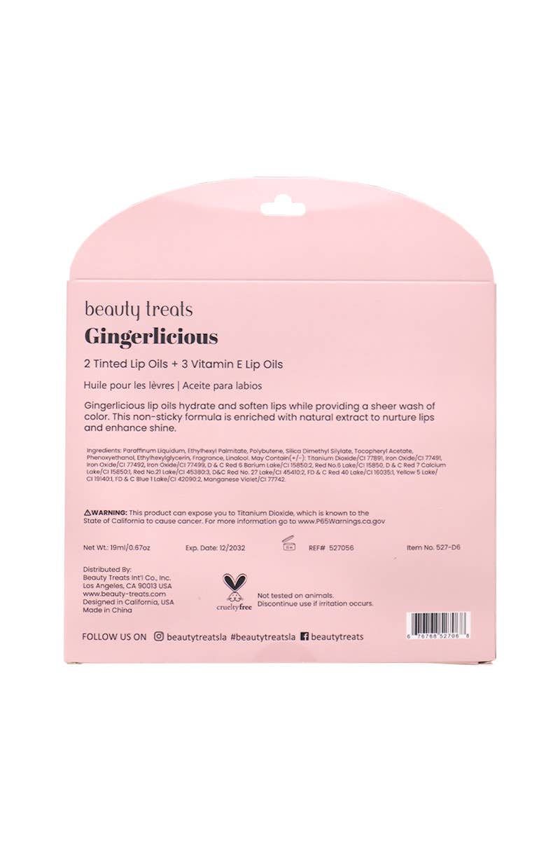 Beauty Treats Gingerlicious 5pc Lip Oil Set