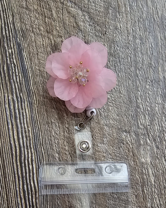Pink Flower Badge Reel