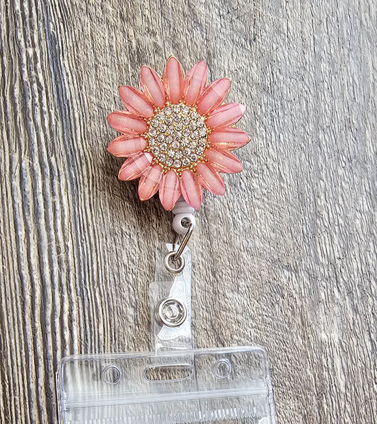 Pink Sunflower Badge Reel
