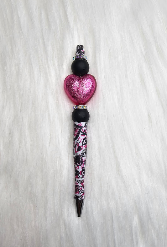Pink & Black Hearts - Valentine’s Pen