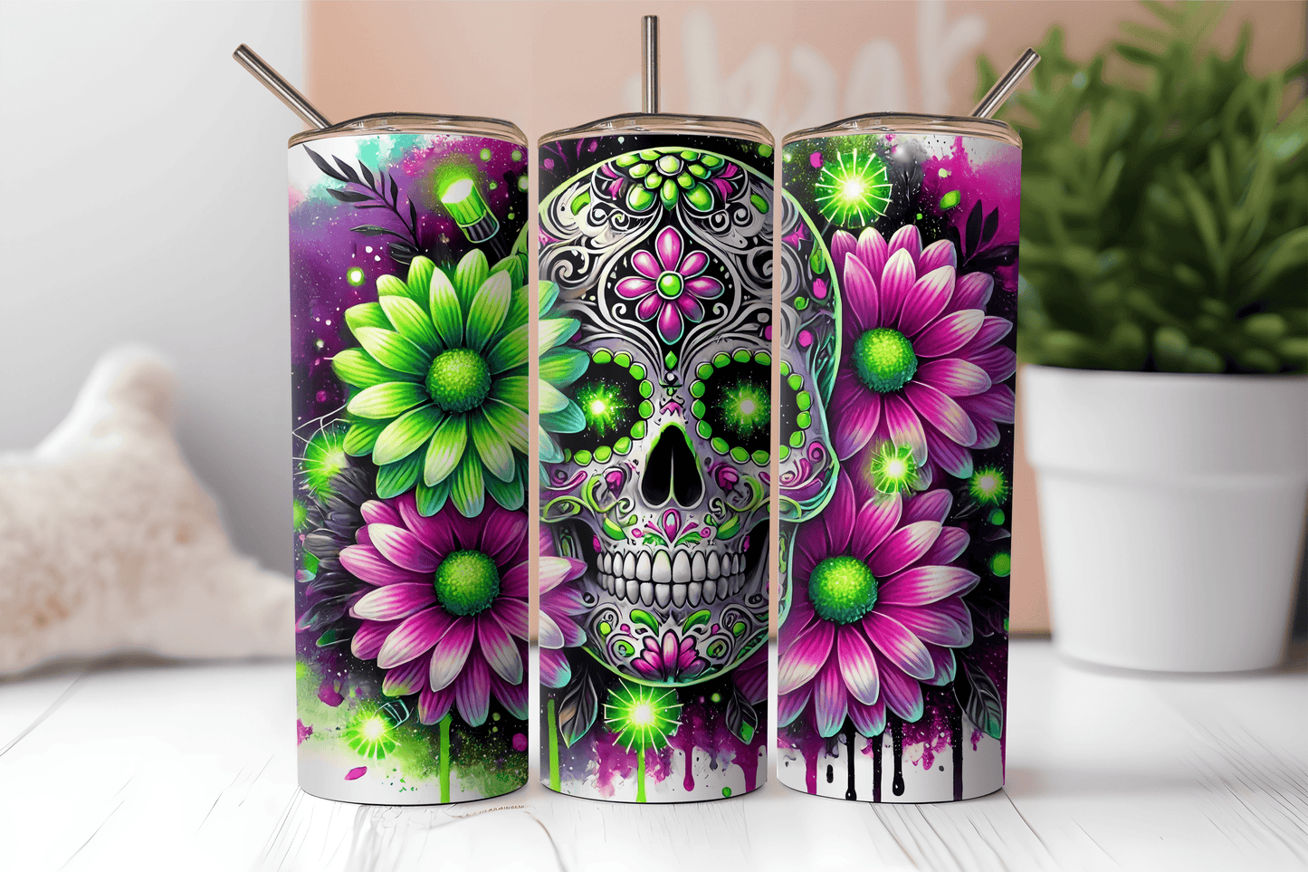 Sugar Skull #4, 20oz tumbler