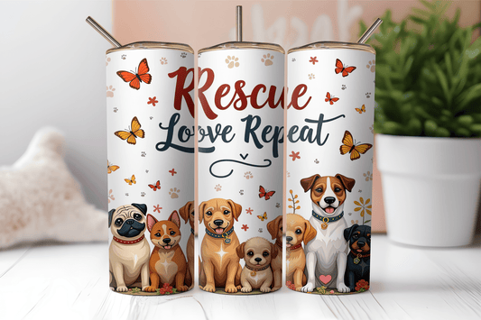 Rescue, Love, Repeat, 20oz tumbler