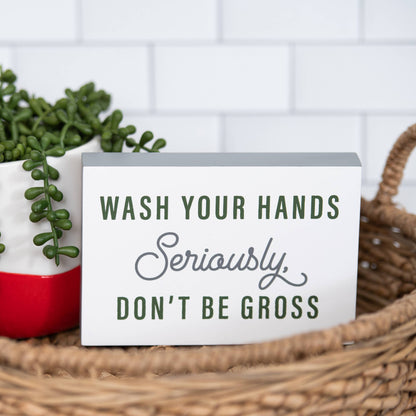 Wash Your Hands Metal Block Sign
