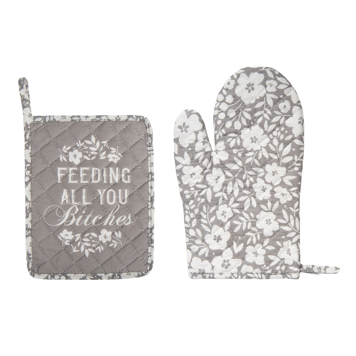 Feeding All You Bitches Pot Holder & Oven Mitt Set