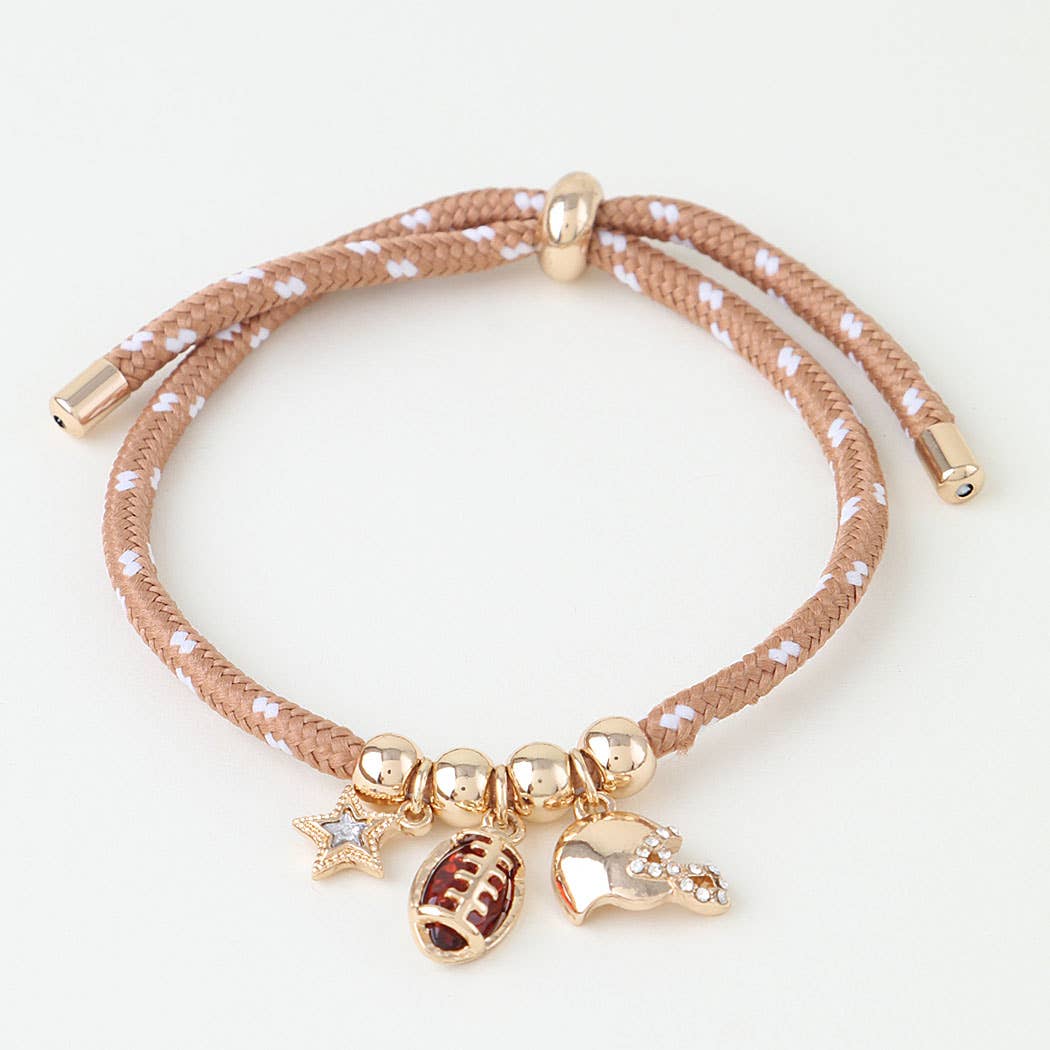 Game Day Football Charm Cord Bracelet