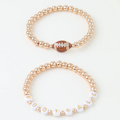 FOOTBALL Letter Charm Bracelet Set