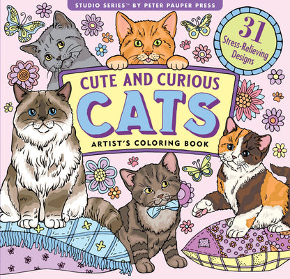 Cute and Curious Cats Adult Coloring Book