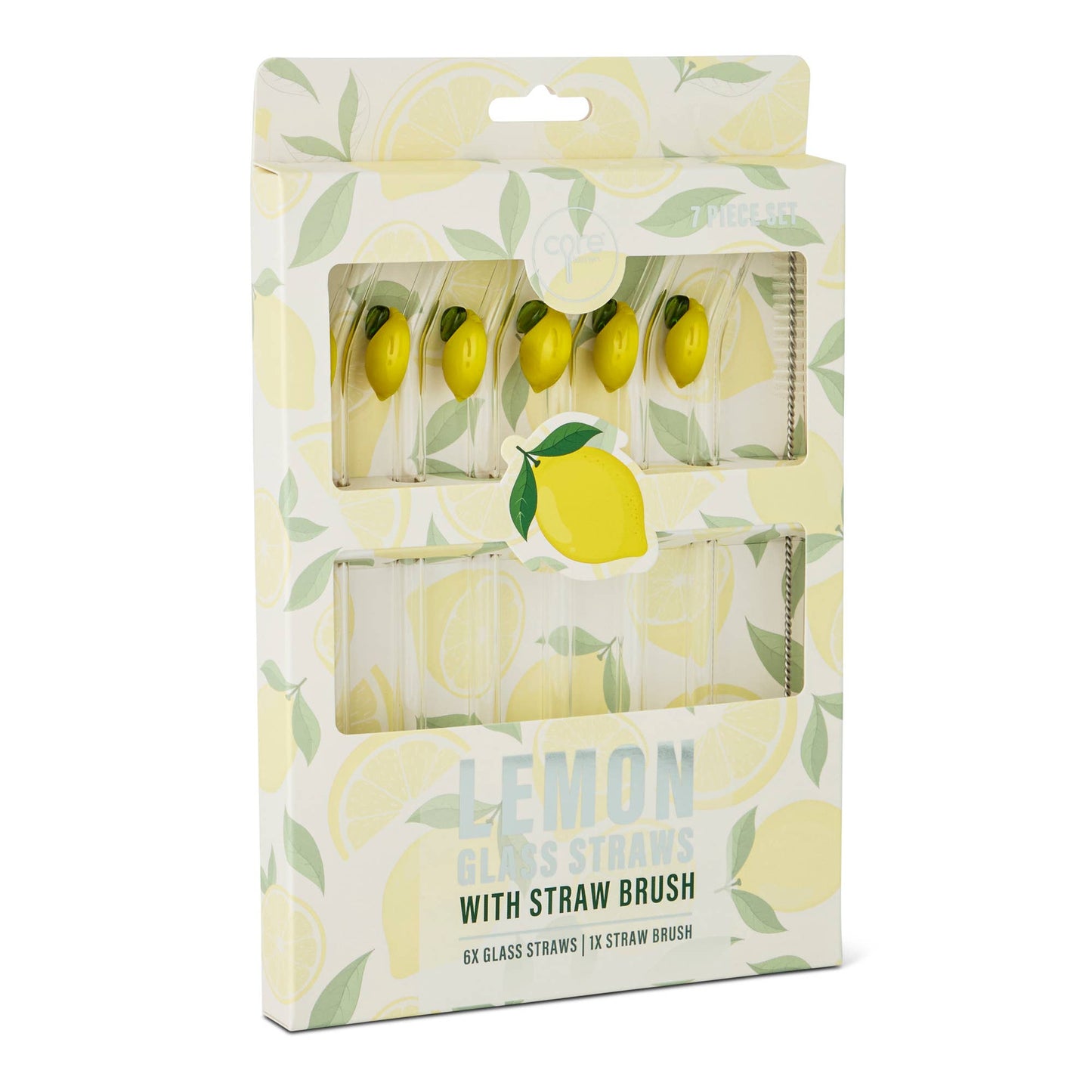 7pk Glass Icon Straw Set - Lemons