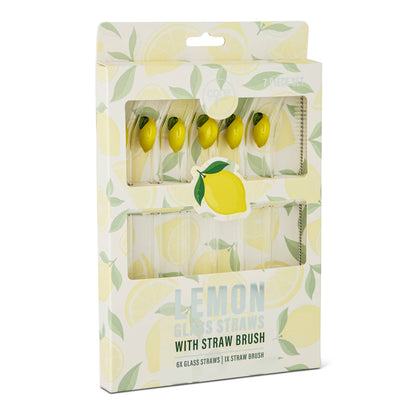 7pk Glass Icon Straw Set - Lemons
