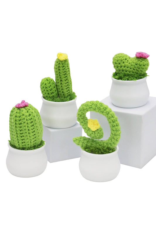 Mini Cactus Succulent Crochet Knitted Vase Pot Figurine