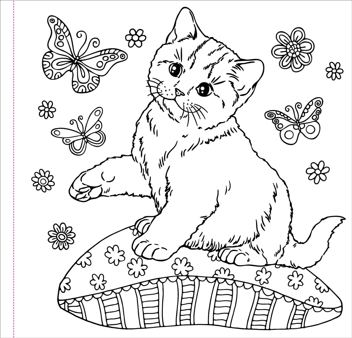 Cute and Curious Cats Adult Coloring Book