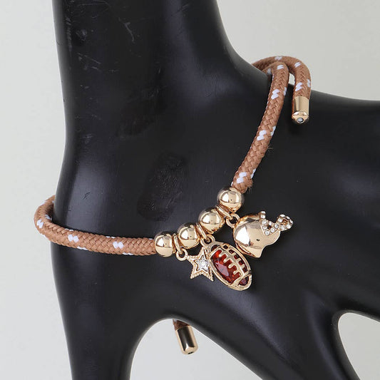 Game Day Football Charm Cord Bracelet