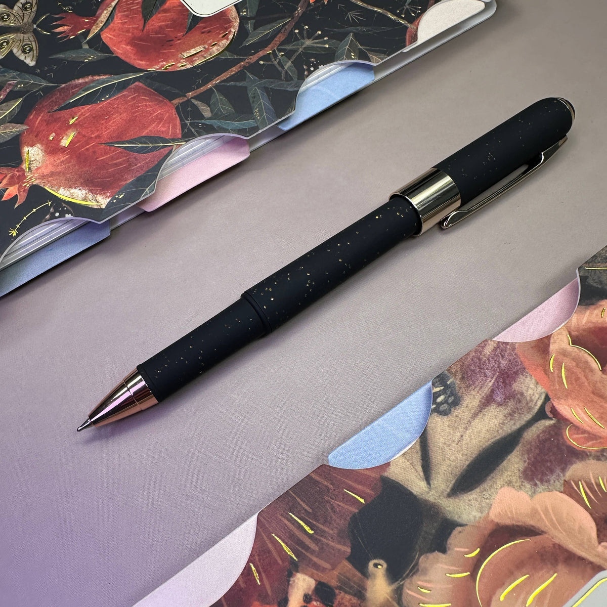Monaco - Black with Gold Glitter Ballpoint Pen