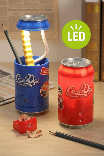 Soda Can Pencil Sharpener Holder Tabletop Light Stand
