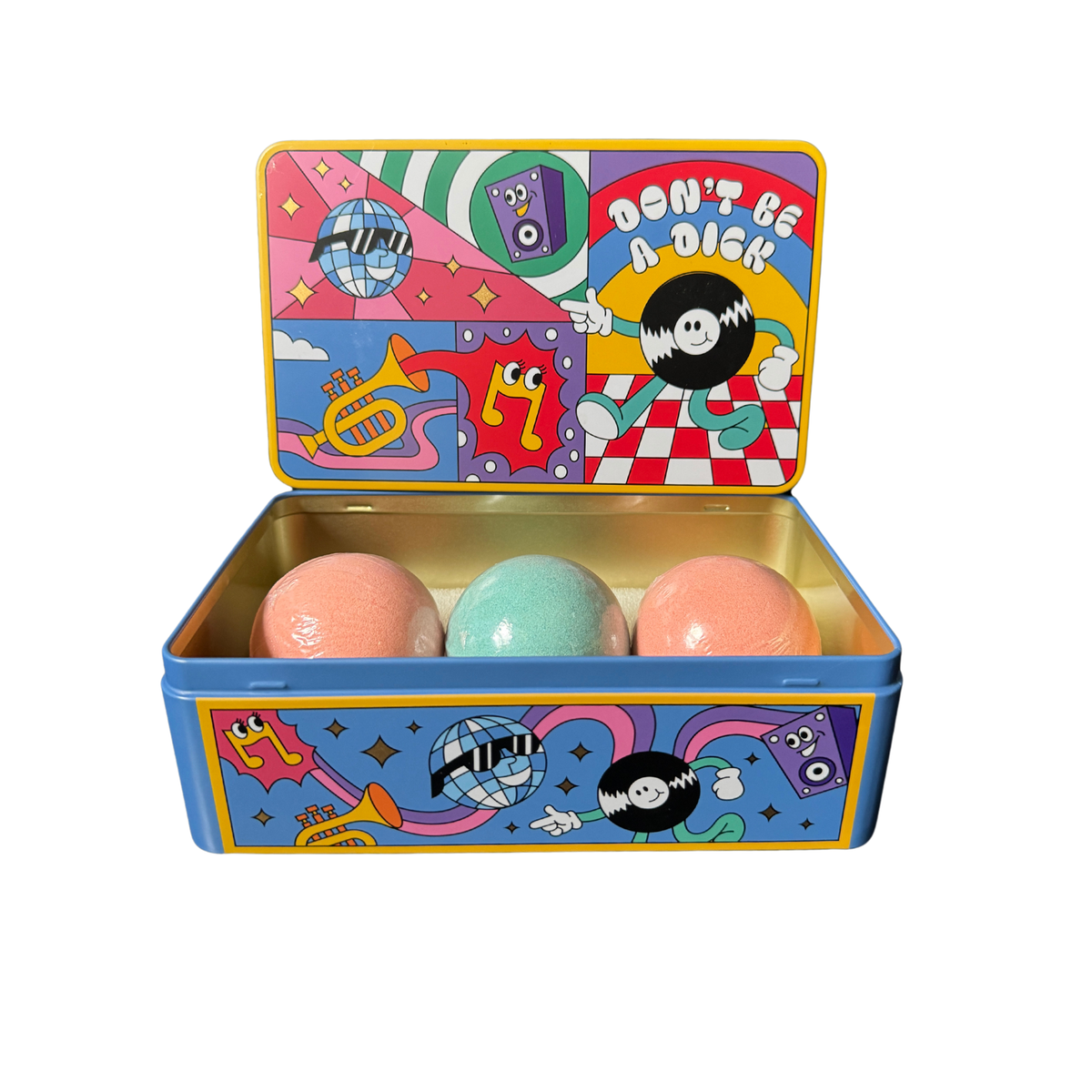 Don't Be A Dick Bath Bomb Set in Reusable Tin