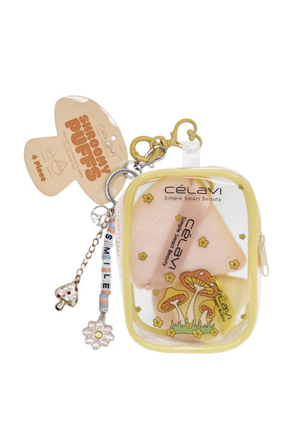 Shroomy Puffs Makeup Puff Set with Keychain Bag