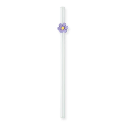 7pk Glass Straw Set - Asst Floral