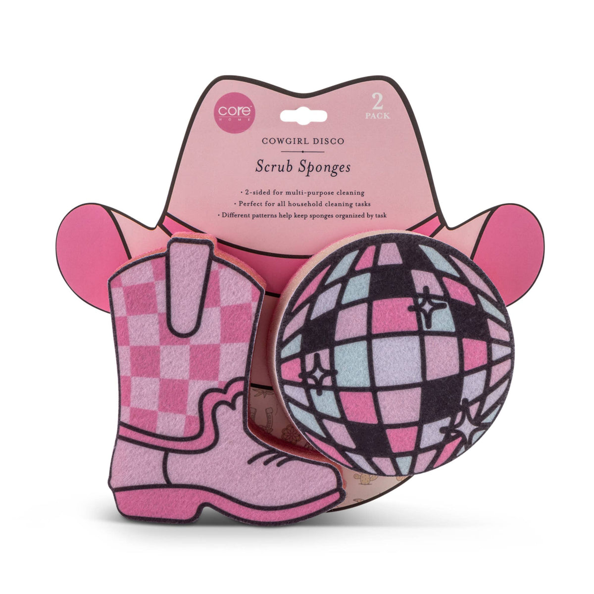 2pc Cowgirl Disco Sponge Set - Pink Multi