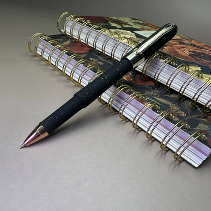 Monaco - Black with Gold Glitter Ballpoint Pen