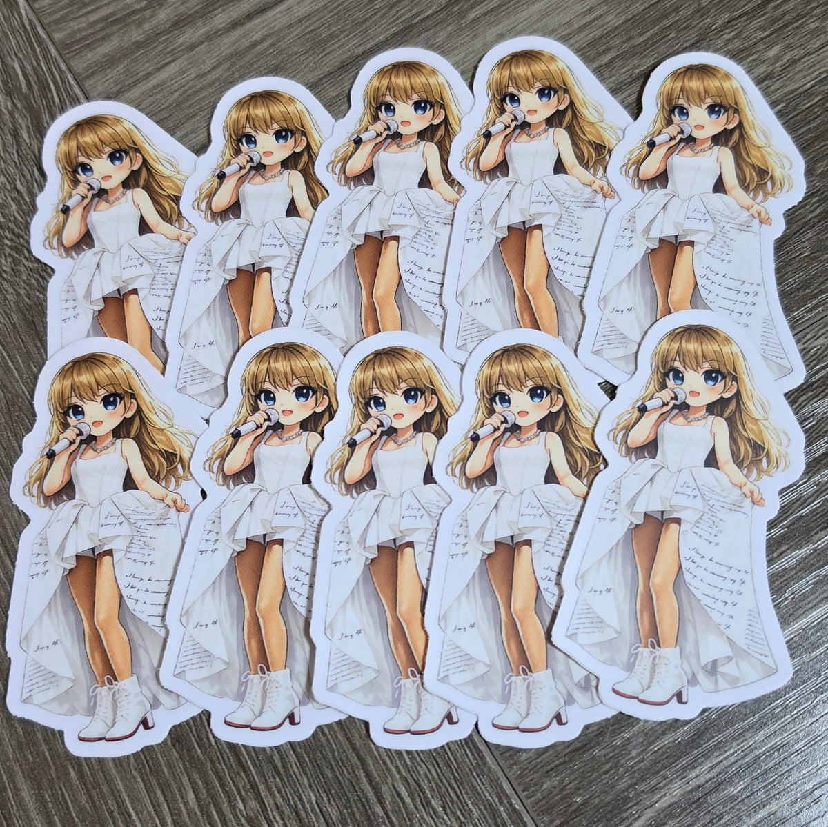 Pop Star Sticker, White Dress