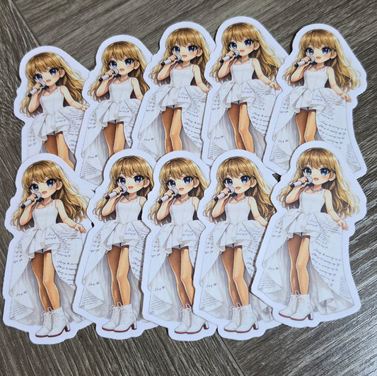 Pop Star Sticker, White Dress