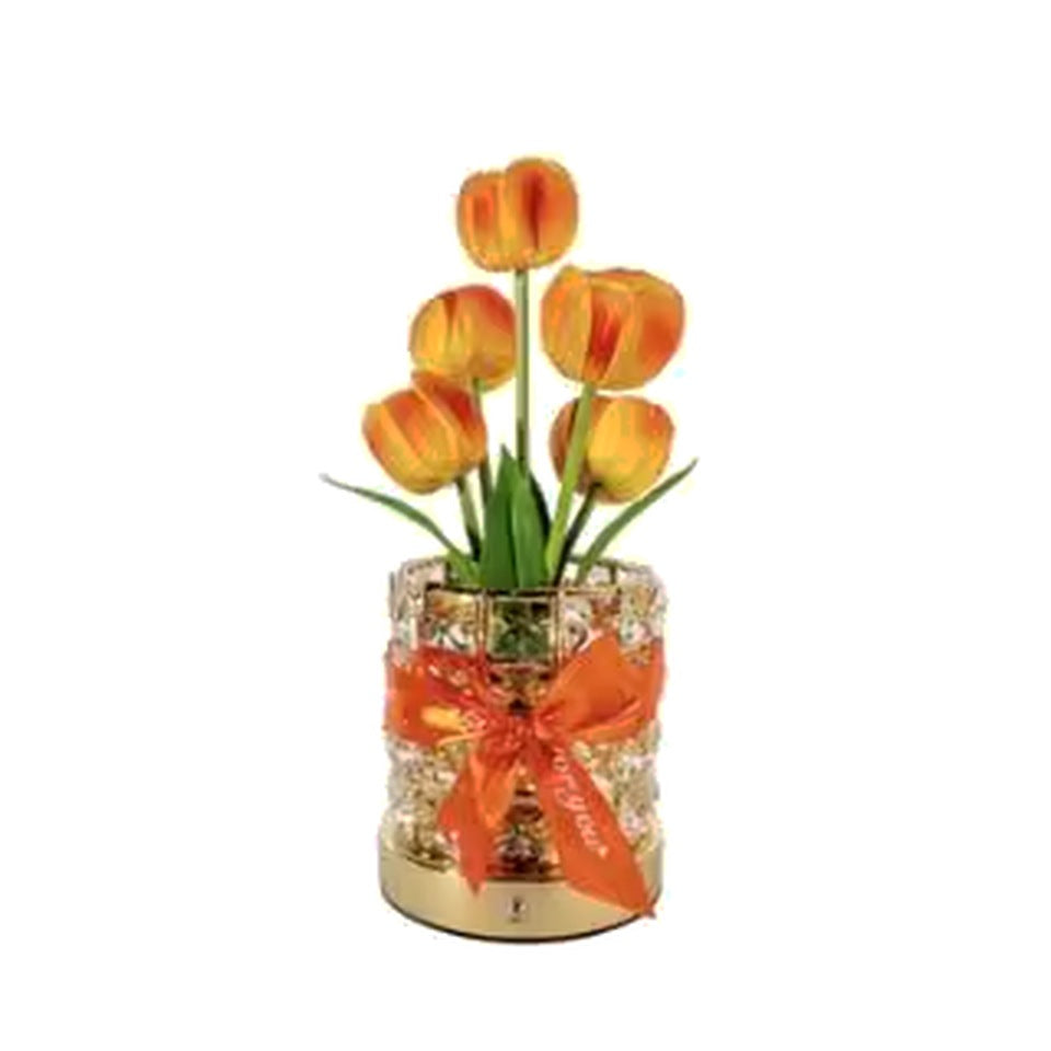 Crystal Tulip LED Touch Lamp - Orange
