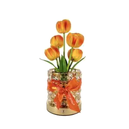 Crystal Tulip LED Touch Lamp - Orange