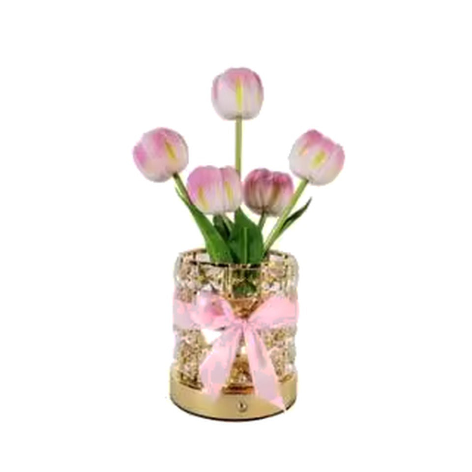 Crystal Tulip LED Touch Lamp - Pink