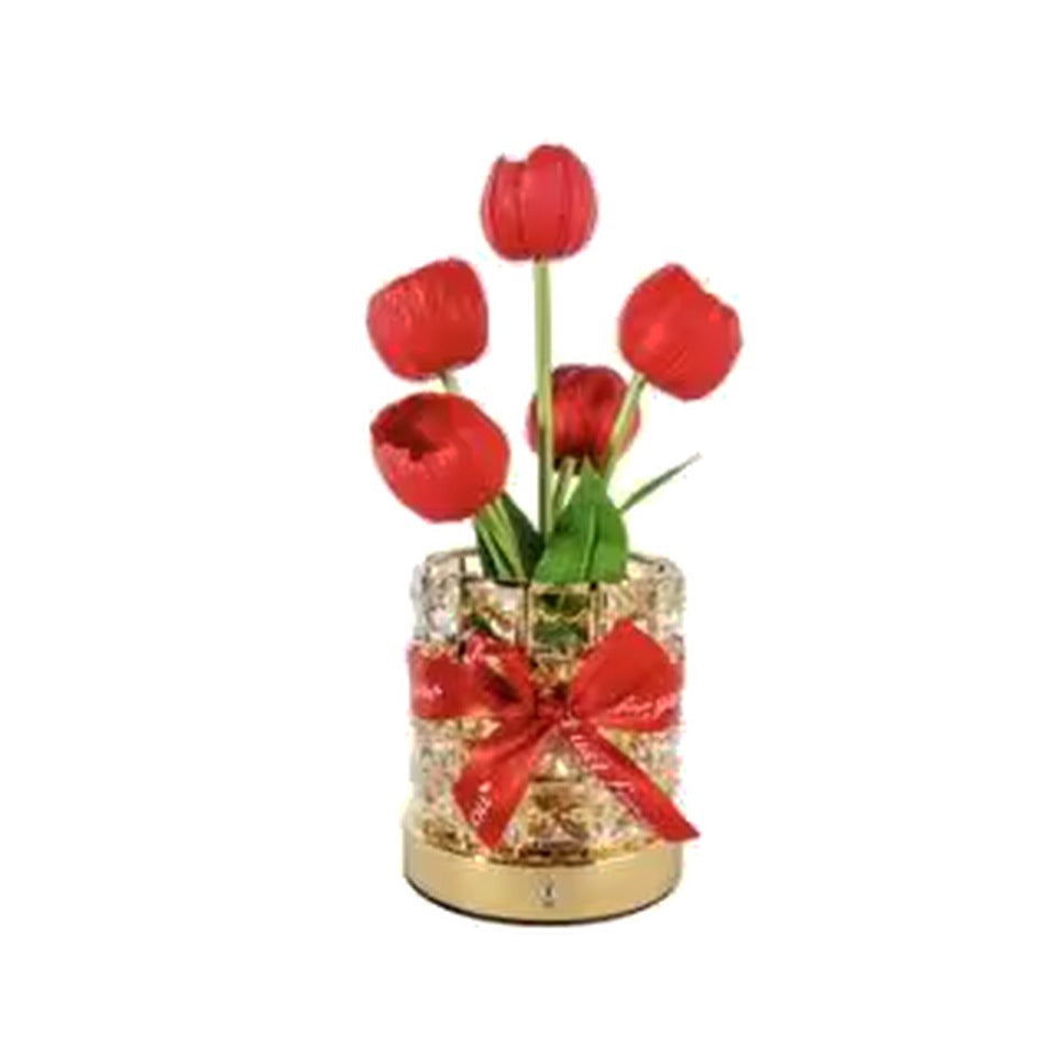Crystal Tulip LED Touch Lamp - Red