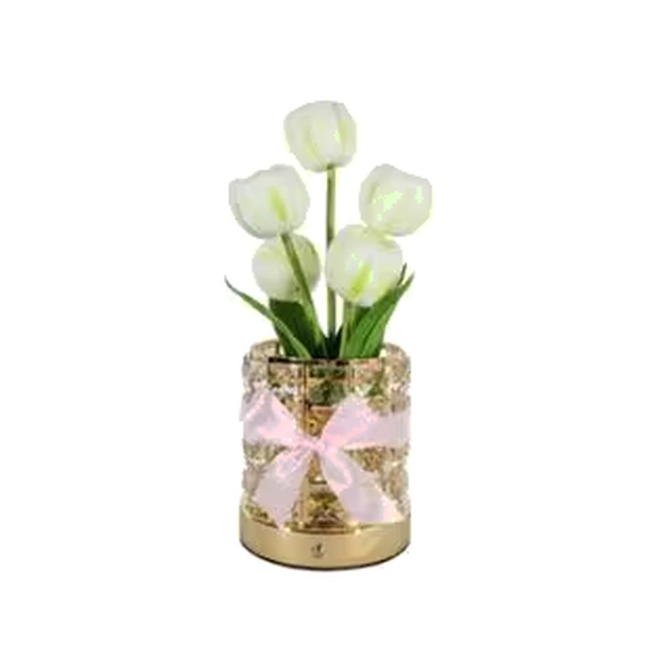 Crystal Tulip LED Touch Lamp - White