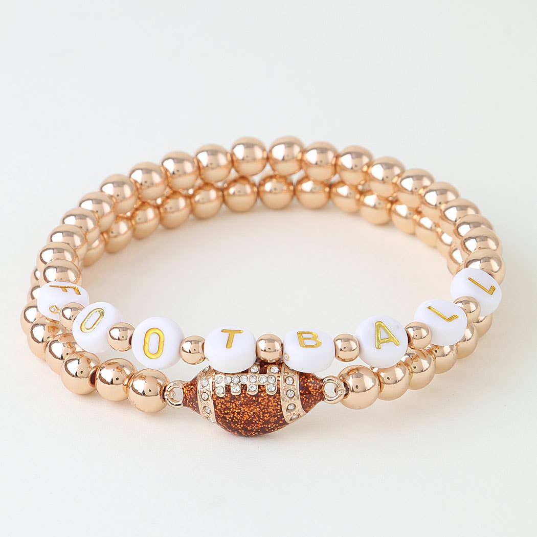 FOOTBALL Letter Charm Bracelet Set