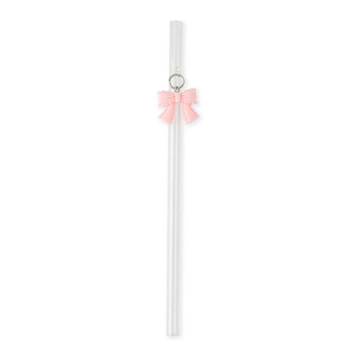 7pk Glass Straw Set - Hanging Pastel Bow
