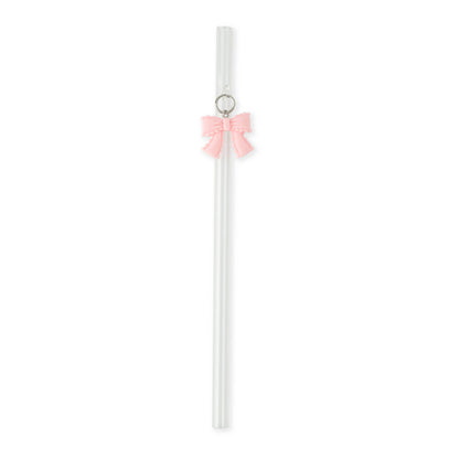 7pk Glass Straw Set - Hanging Pastel Bow
