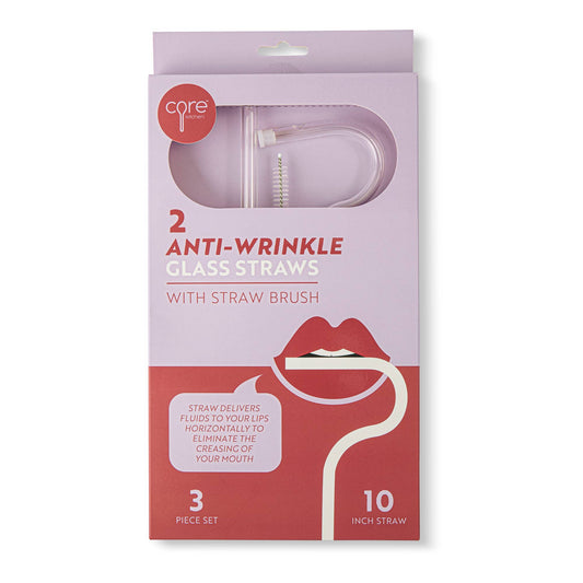 2pk Anti Wrinkle Straws w/ Brush Cleaner – Clear