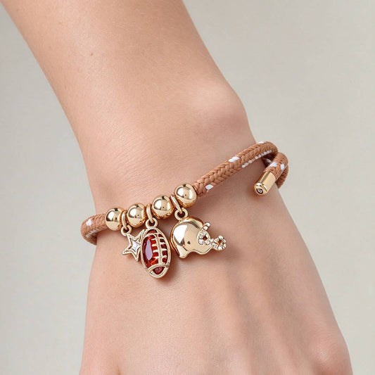 Game Day Football Charm Cord Bracelet