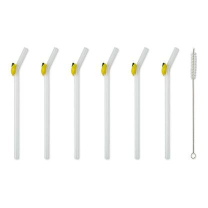 7pk Glass Icon Straw Set - Lemons